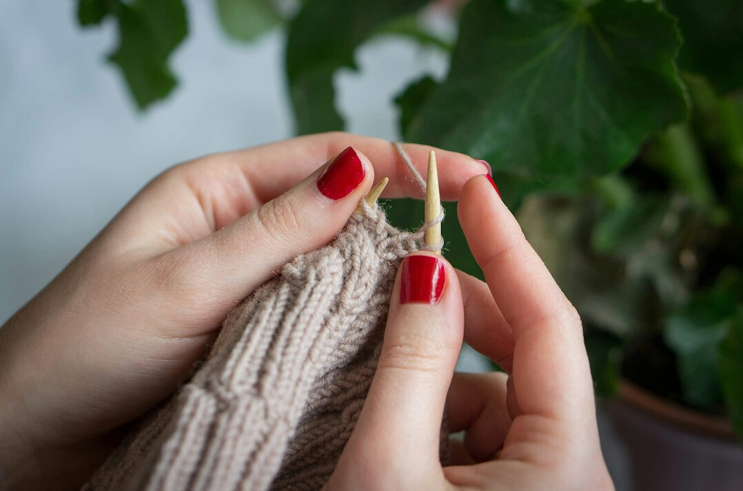 knitting hands close up